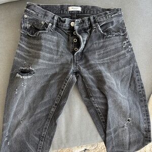 Moussy Gray Ankle Cropped Jeans Distressed Vintage Style